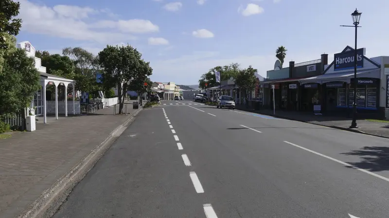 Shops and verandas along Kapanga Road, Coromandel Town